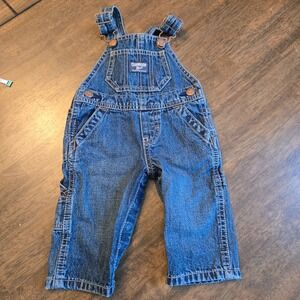 OshKosh Bgosh Kids Blue Denim Carpenter Vintage Overalls 6 Months
